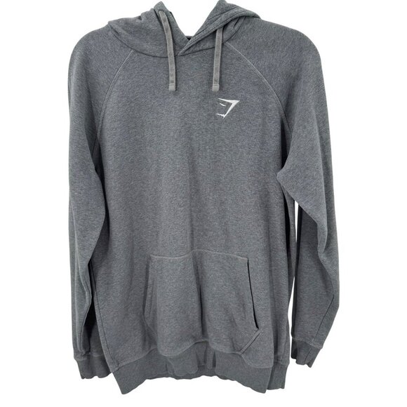 Gymshark Grey Hoodie Sweatshirt Womens M Cotton Blend Pullover Hooded Activewear - Picture 1 of 6